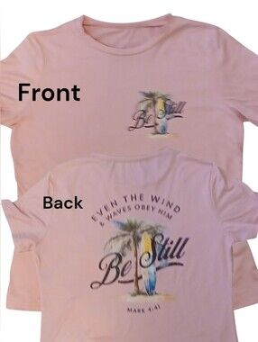 Shein -NWOT Ladies Pink Tee shirt, Short Sleeve Design On Front and Back, Size L